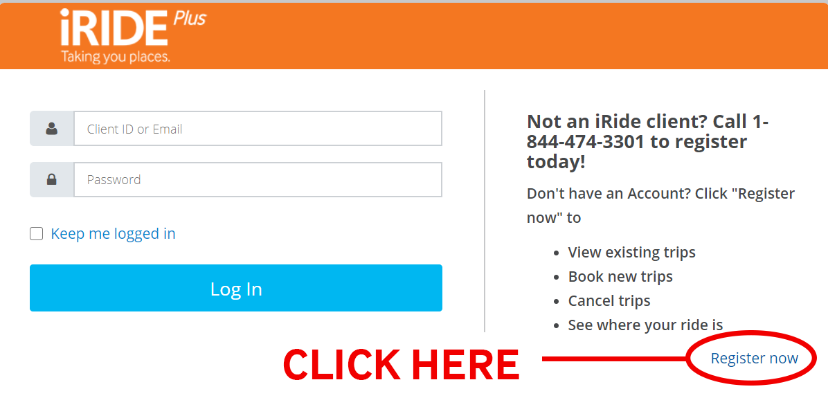 Information that directs the client to click in the bottom right corner of the Passenger Portal sign up page